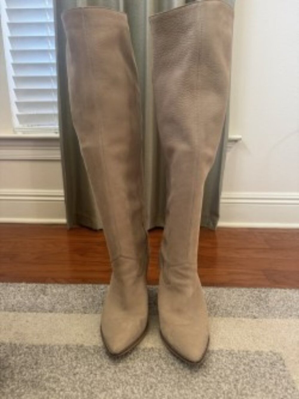 LUCKY BRAND Azoola Lt Grey SOFT Leather KNEE Boots 3" Heel Boots